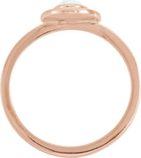 14K Gold Oval Natural White Opal & Natural Diamond Halo-Style Cabochon Ring - Rose Gold - view 2