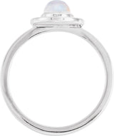 Platinum Oval Natural Rainbow Moonstone & Natural Diamond Halo-Style Cabochon Ring - view 2