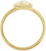 14K Gold Oval Natural Rainbow Moonstone & Natural Diamond Halo-Style Cabochon Ring – 7x5mm - Yellow Gold - view 2