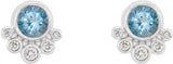 14K Gold Round Natural Aquamarine Accented Bezel-Set Earrings - White Gold - view 5
