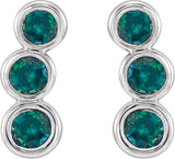 Platinum Round Lab-Grown Alexandrite Three-Stone Ear Climbers - view 5