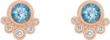 14K Gold Round Natural Aquamarine Accented Bezel-Set Earrings - Rose Gold - view 7