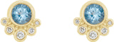 14K Gold Round Natural Aquamarine Accented Bezel-Set Earrings - Yellow Gold - view 5