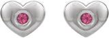 14K Gold Round Natural Pink Tourmaline Heart Earrings - White Gold - view 4