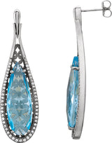 14K Gold Pear Natural Sky Blue Topaz & Natural Diamond Accented Teardrop Earrings - view 2
