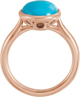 14K Gold Oval Natural Turquoise Bezel-Set Solitaire Ring - Rose Gold - view 2