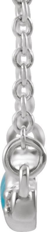 Platinum Round Natural Turquoise & Natural Diamond Accented Cabochon Bar Necklace – 1/8 CTW - view 2