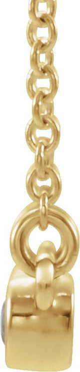 14K Gold Round Natural Aquamarine Bezel-Set Bar Necklace II - Yellow Gold - view 3