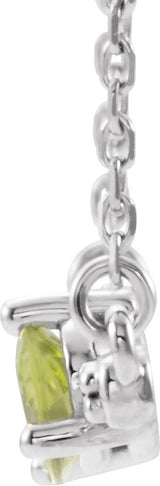 14K Gold Pear Natural Peridot Accented Bar Necklace - White Gold - view 5
