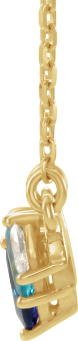 14K Gold Pear Natural Diamond Curved Bar Necklace - Yellow Gold - view 2