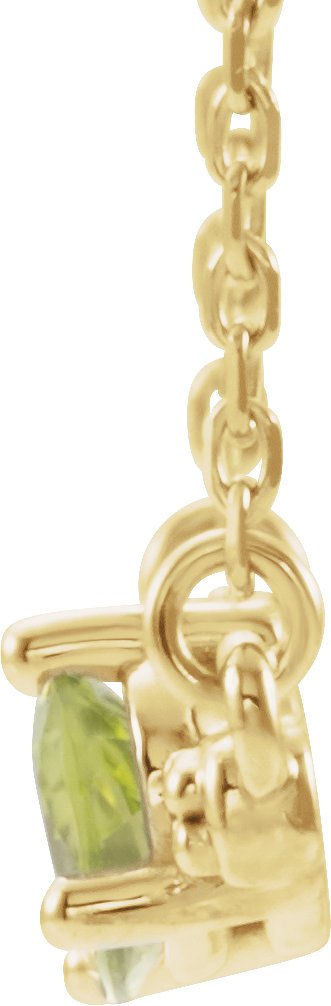 14K Gold Pear Natural Peridot Accented Bar Necklace - Yellow Gold - view 5
