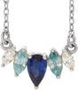 Platinum Pear Natural Diamond Curved Bar Necklace