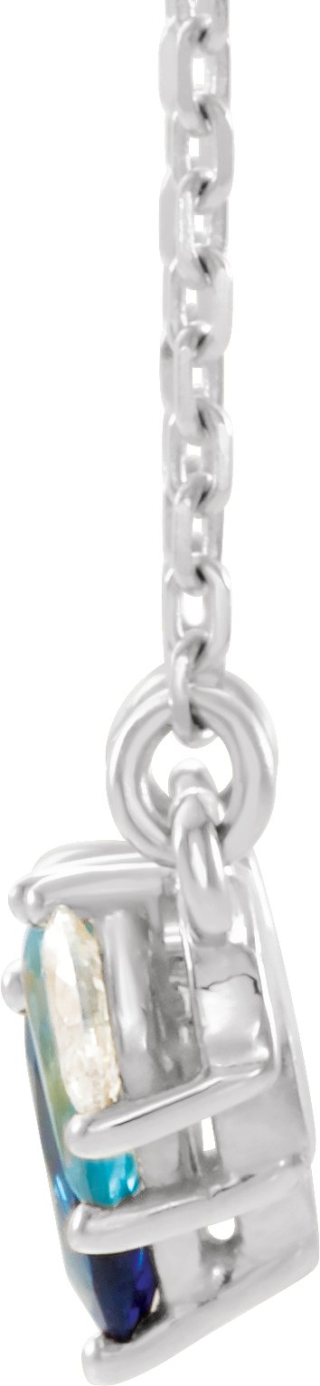 Platinum Pear Natural Diamond Curved Bar Necklace - view 2
