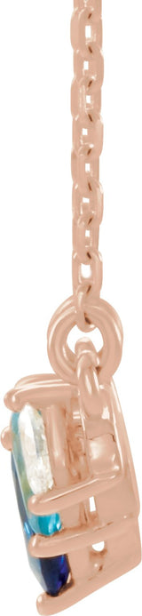 14K Gold Pear Natural Diamond Curved Bar Necklace - Rose Gold - view 2