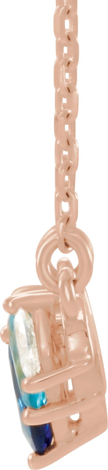 14K Gold Pear Natural Diamond Curved Bar Necklace - Rose Gold - view 2
