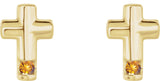 14K Gold Round Natural Citrine Accented Cross Earrings - Yellow Gold - view 4