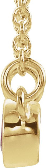 14K Gold Round Lab-Grown Ruby Accented Bezel-Set Necklace - Yellow Gold - view 4