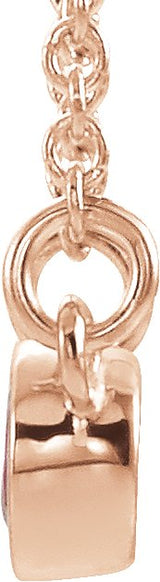 14K Gold Round Lab-Grown Ruby Accented Bezel-Set Necklace - Rose Gold - view 4
