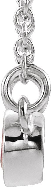 Platinum Round Lab-Grown Ruby Accented Bezel-Set Necklace - view 4