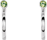 14K Gold Round Natural Peridot Bezel-Set Hoop Earrings - White Gold - view 4