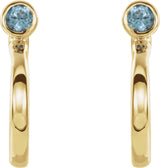 14K Gold Round Natural Blue Zircon Bezel-Set Hoop Earrings - Yellow Gold - view 4