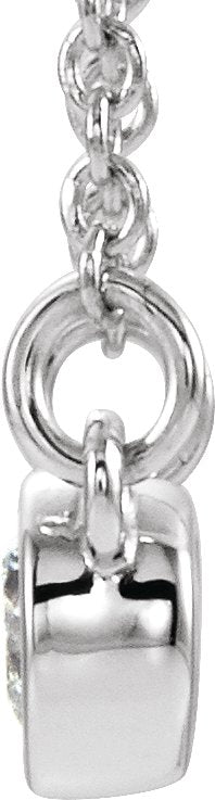 14K Gold Round Natural White Sapphire Accented Bezel-Set Necklace - White Gold - view 4