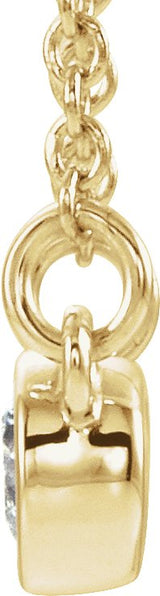 14K Gold Round Natural White Sapphire Accented Bezel-Set Necklace - Yellow Gold - view 4