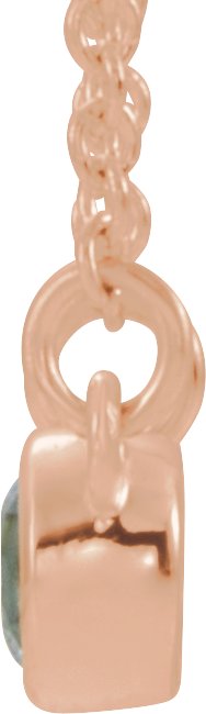 14K Gold Round Natural Aquamarine Accented Bezel-Set Necklace - Rose Gold - view 4