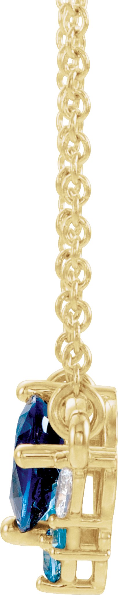 14K Gold Pear Natural Diamond Multi-Shape Necklace - Yellow Gold - view 2
