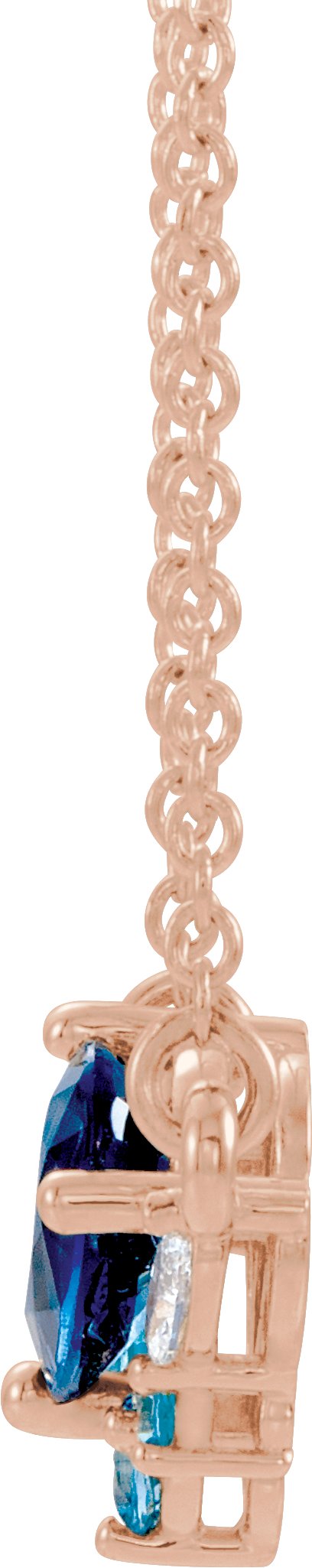 14K Gold Pear Natural Diamond Multi-Shape Necklace - Rose Gold - view 2
