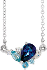Platinum Pear Natural Diamond Multi-Shape Necklace