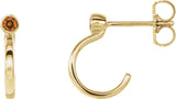 14K Gold Round Natural Citrine Bezel-Set Hoop Earrings - Yellow Gold - view 3