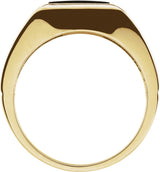 10K Gold Square Natural Black Onyx Bezel-Set Cabochon Ring - Yellow Gold - view 2
