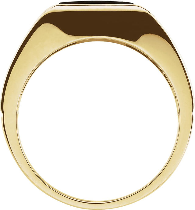 10K Gold Square Natural Black Onyx Bezel-Set Cabochon Ring - Yellow Gold - view 2