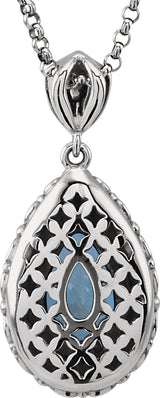 14K Gold Pear Natural London Blue Topaz Sculptural Necklace or Pendant - view 3