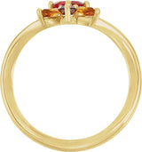 14K Gold Round Natural Mexican Fire Opal & Natural Mozambique Garnet & Natural Citrine Multi-Shape Ring - Yellow Gold - view 2