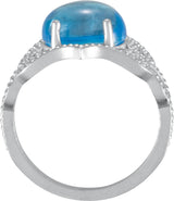 14K Gold Oval Natural Swiss Blue Topaz Cabochon Ring - view 2