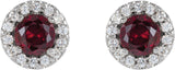 14K Gold Lab-Grown Ruby Round 4-Prong Halo-Style Earrings – 3-8mm Stones - White Gold - view 6
