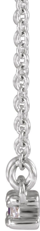 14K Gold Straight Baguette Natural Mozambique Garnet Accented Bar Necklace – 1/8 CTW - White Gold - view 4