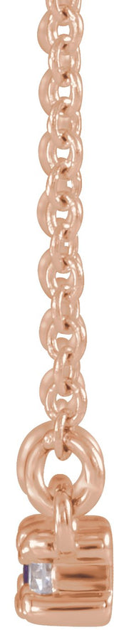 14K Gold Straight Baguette Natural Pink Tourmaline Accented Bar Necklace – 1/8 CTW - Rose Gold - view 4