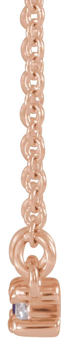 14K Gold Straight Baguette Natural Ruby Accented Bar Necklace – 1/8 CTW - Rose Gold - view 4