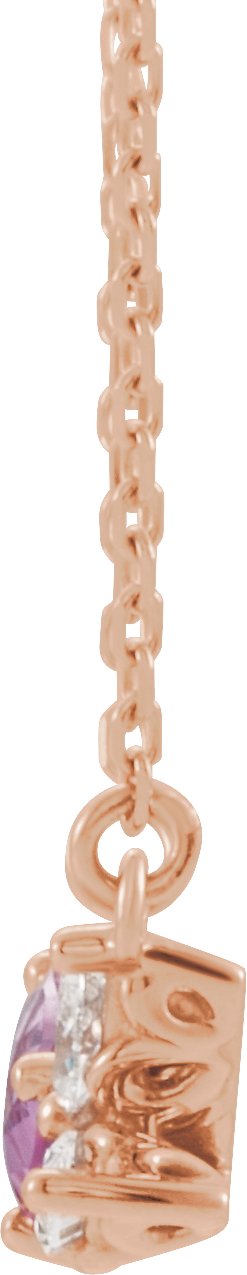14K Gold Pear Natural Pink Sapphire & Natural Diamond Multi-Shape Necklace - Rose Gold - view 2