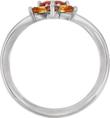 Platinum Round Natural Mexican Fire Opal & Natural Mozambique Garnet & Natural Citrine Multi-Shape Ring - view 2