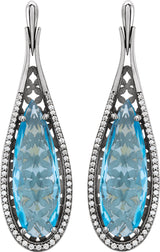 14K Gold Pear Natural Sky Blue Topaz & Natural Diamond Accented Teardrop Earrings