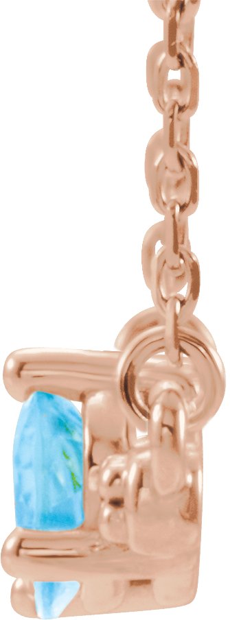 14K Gold Pear Natural Aquamarine Accented Bar Necklace - Rose Gold - view 5
