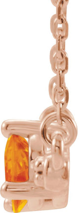 14K Gold Pear Natural Citrine Accented Bar Necklace - Rose Gold - view 5