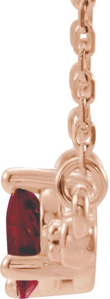 14K Gold Pear Natural Mozambique Garnet Accented Bar Necklace - Rose Gold - view 5