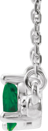 Platinum Pear Lab-Grown Emerald Accented Bar Necklace - view 5
