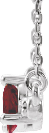 14K Gold Pear Natural Mozambique Garnet Accented Bar Necklace - White Gold - view 5