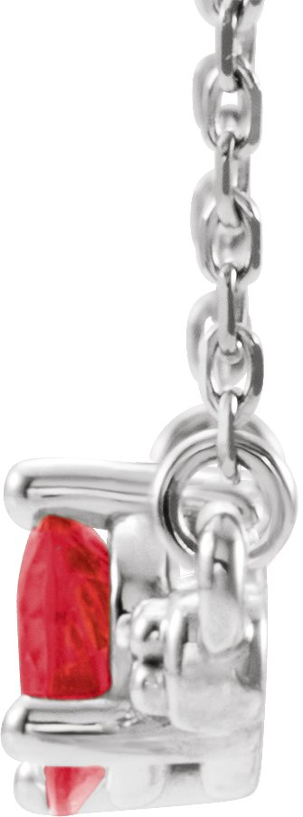 14K Gold Pear Natural Ruby Accented Bar Necklace - White Gold - view 5